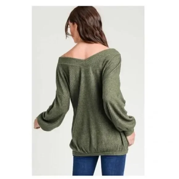 BOHEMIAN Soft Brushed V Neck Top S-L - Picture 4 of 6